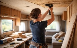 personne-renovation-plafond-mobil-home