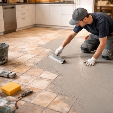 ouvrier-carreaux-sol-cuisine-moderne