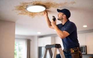 plafond-humide-professionnel-echelle-maison-moderne