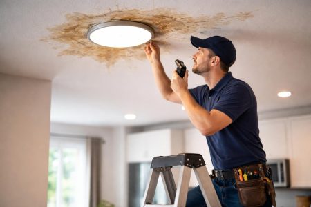 plafond-humide-professionnel-echelle-maison-moderne