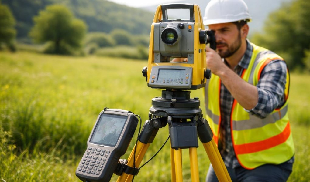 geometre-equipement-mesure-terrain-verdoyant