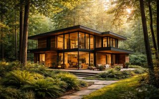 maison-bois-moderne-foret-luxuriante