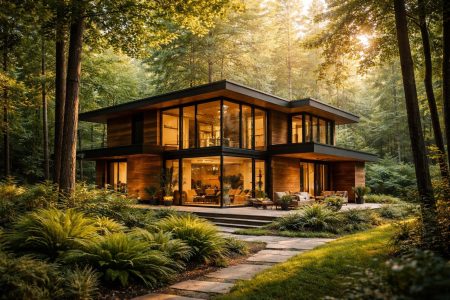 maison-bois-moderne-foret-luxuriante